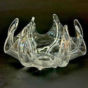 Mid Century Modern crystal centrepiece wave bowl by “ Vannes French-Crystal”